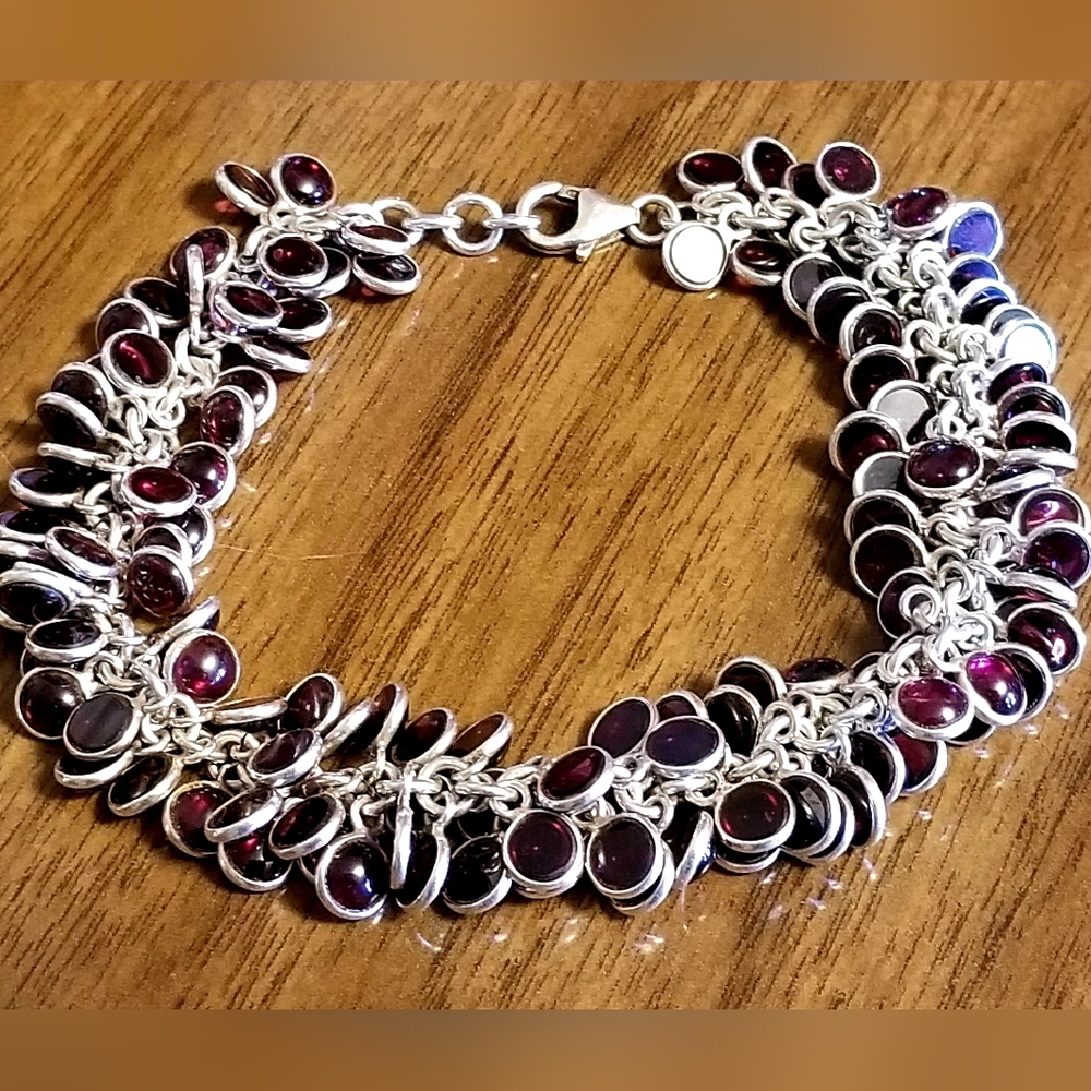 RARE Silpada Sterling Silver & Garnet Cha Cha Bracelet - Picture 9 of 12